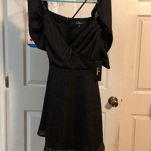 Black Satin Skater Dress
